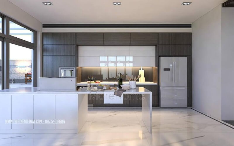 Sắp xếp nội thất phòng bếp hiện đại, đẹp, sang trọng cho nhà phố, biệt thự. Thiết kế nhà bếp đẹp