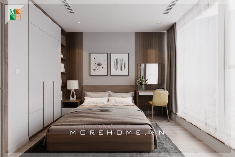 Mẫu 2 tranh canvas họa tiết đơn giản không quá rườm rà nhưng làm tăng vẻ sang trọng cho căn phòng ngủ hiện đại.
