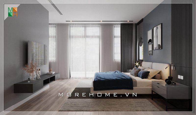 Sàn lát gỗ được thiết kế để tạo nên một phòng ngủ hiện đại và đẳng cấp.