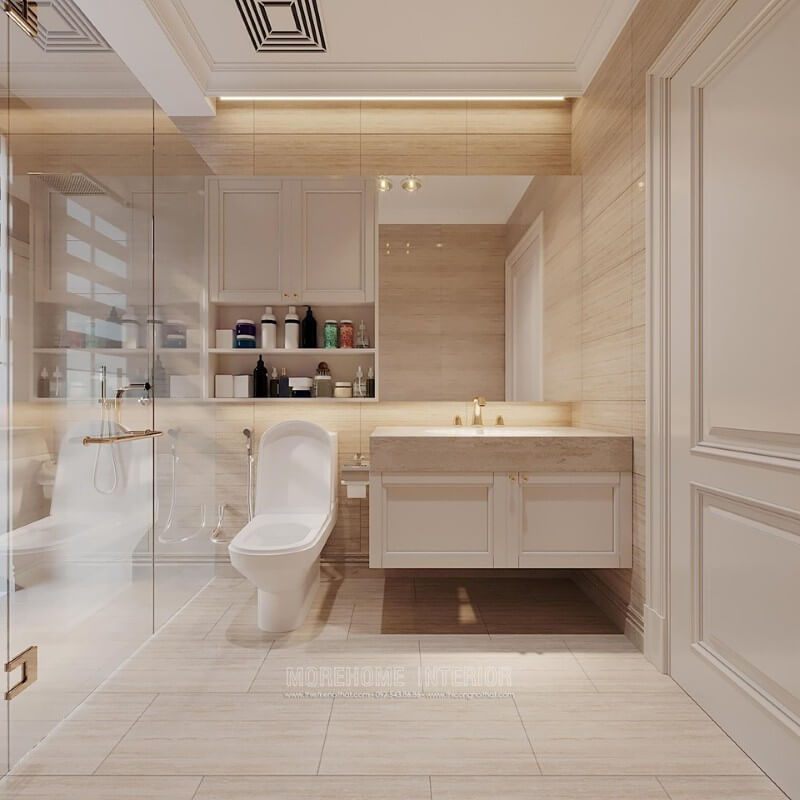 Thiết kế nội thất cho phòng tắm nhỏ với phong cách hiện đại.